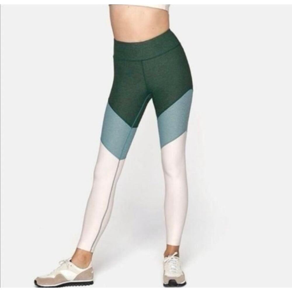 Outdoor Voices Tricolor Colorblock Springs 7/8 Leggings Teal Green Size Small